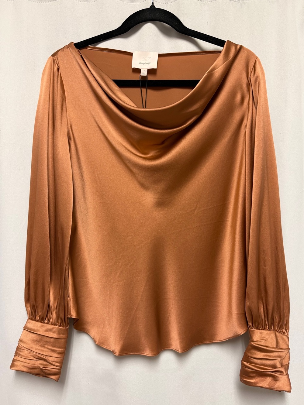 Cinq a Sept Taylee Cowlneck Silk Blouse Small NWT in Cinnamon